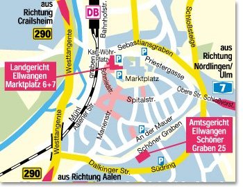 Stadtplan mit Wegbeschreibung